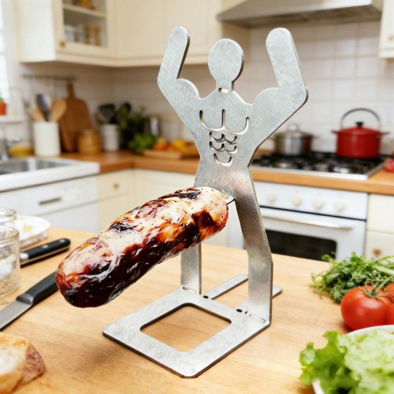 

Hot Dog Grill Rack Muscle Man Hot Dog Stand Stainless Steel Sausage Holder For BBQ Outdoor Cooking Funny Birthday Gifts Gift серебряный