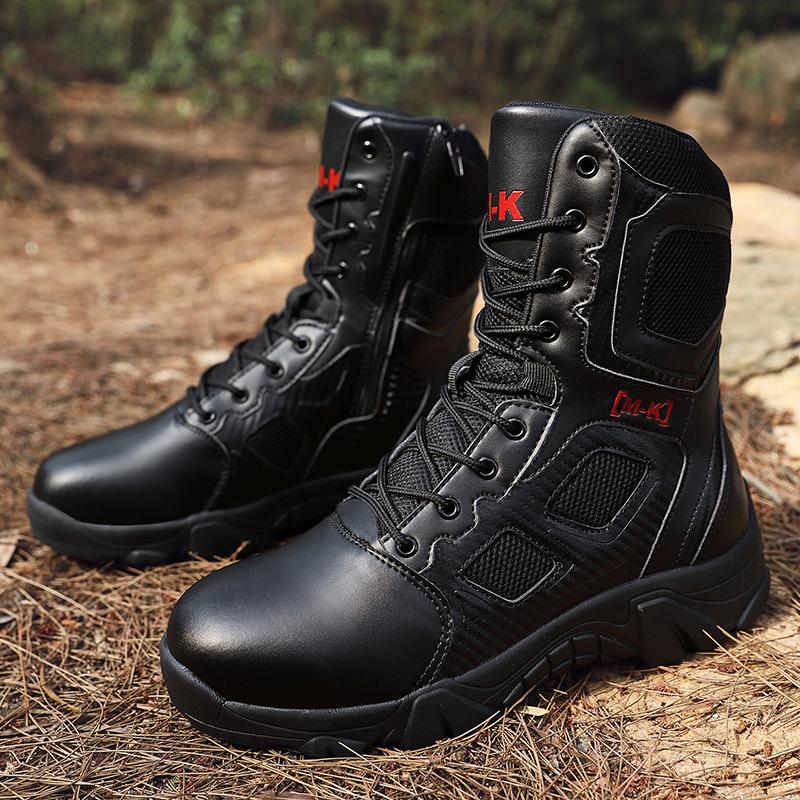 

Autumn high-top outdoor military boots men s outdoor non-slip wear-resistant tactical boots breathable hiking shoes 869 47 чорний