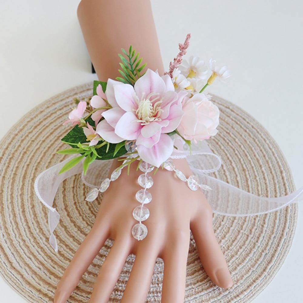Artificial Flower Bridal Corsage Magnolia Wrist Corsage  Wedding Accessories