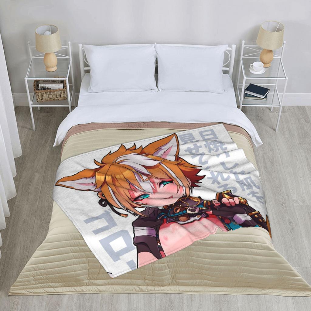Genshin Impact Gorou Blanket Flannel Printed  Breathable Warm Throw Blankets for Bed Couch Plush Thin Quilt