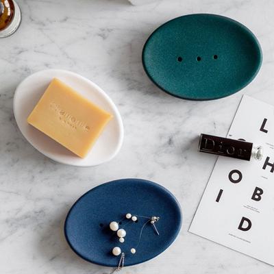 Snowflake Glaze Ceramic Frosted Soap Dish Self Draining Keep Soap Bars Dry Solid Color Soap Shelf Creative Simple