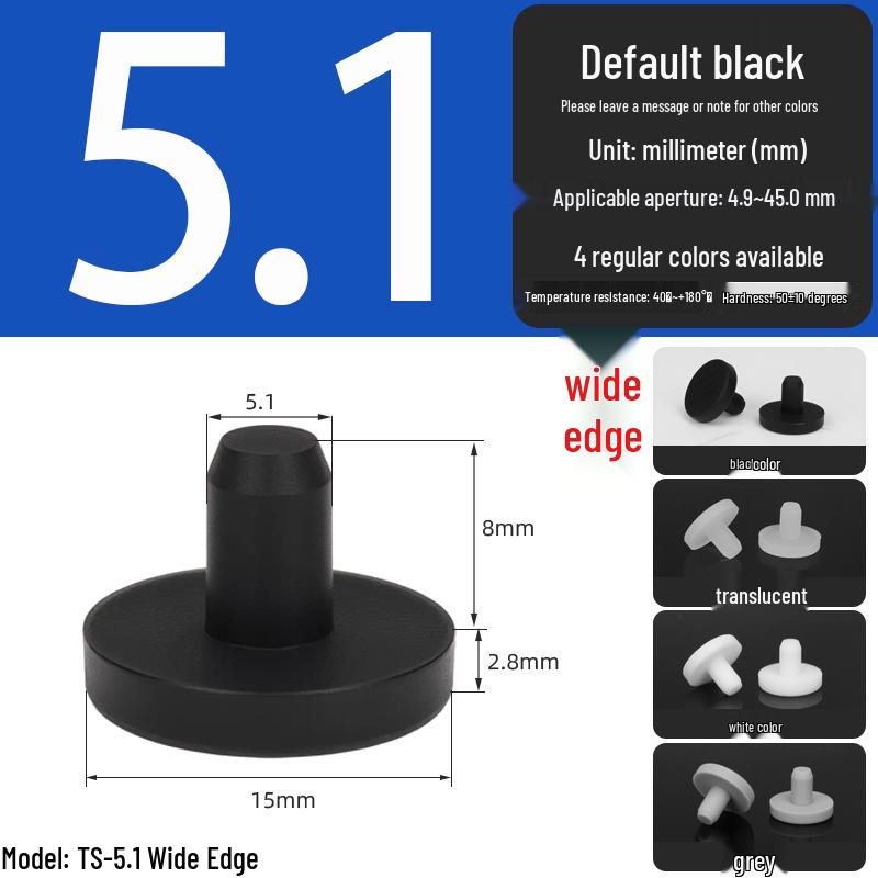 Black High-Temperature Resistant T-Shaped Silicone Stopper - Round Hole Rubber Gasket & Shock-Absorbing Blind Plug