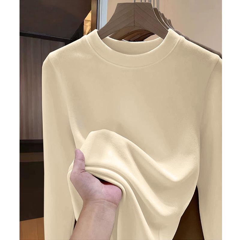

Women s Trendy Long Sleeve Fleece T-shirt - Warm and Versatile Base Layer for Autumn/Winter 2026 Small