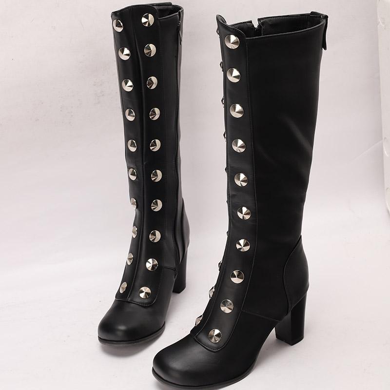 

Женские сапоги на высоком каблуке, сексуальные в европейском и американском стиле, на толстом каблуке, большого размера, однотонные, средней высоты 34