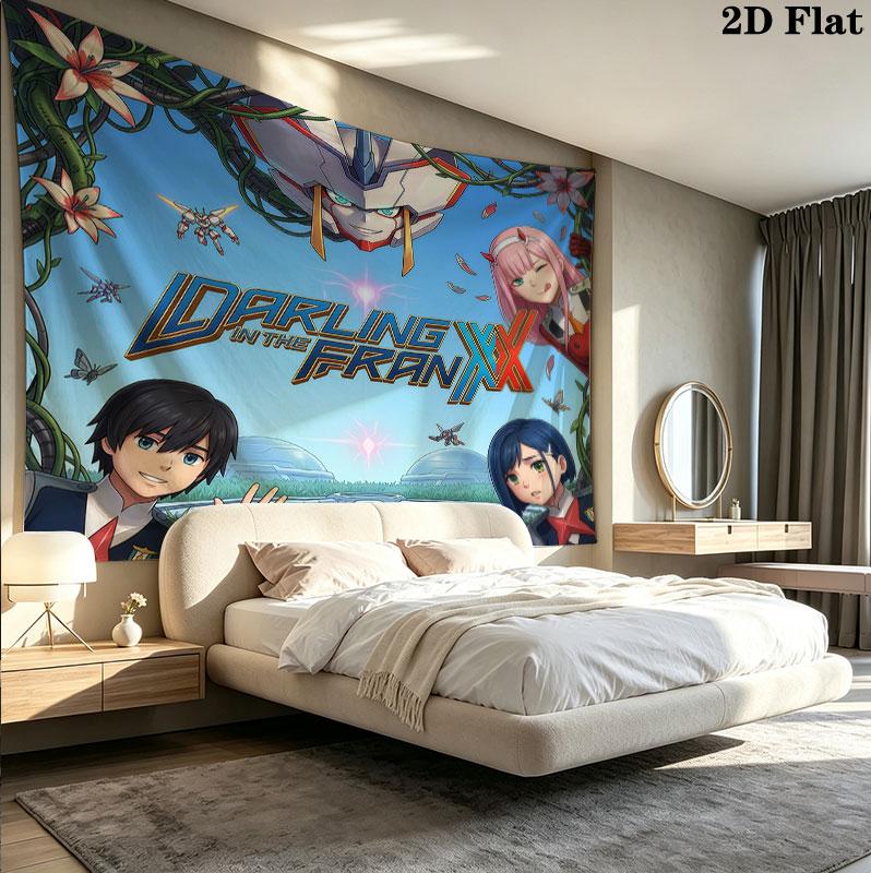 Franxx Wall Tapestry Aesthetic Wall Hanging Printed Fabric Blanket Decorative Tapestries For Bedroom Living Room Home Decor