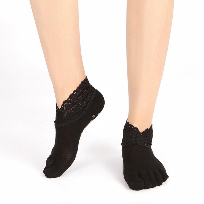 Fashion Lace Trimmed Cotton Yoga Socks Women'S Professional Non-Slip Socks Dance Sports One Piece