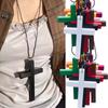 Y2K Wood Cross Pendant Necklace for Women Men Vintage Cool Spicy Girls Hip Hop Fashion Necklace Party Jewelry Accessories Gift