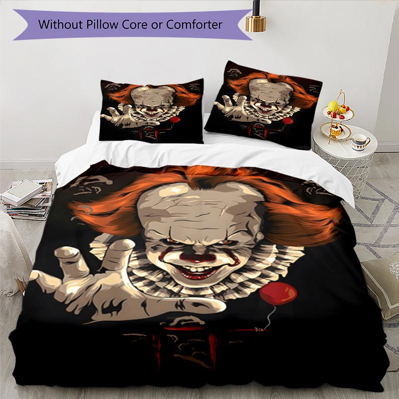 3pcs Pennywise1 Design Cover Set - HD Printed Bedding with 1 Cover and 2 Pillowcases - Perfect for Home and Dorm Decor