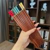 5 Pairs Chinese Style Wood Chopsticks with Unique Colored Pattern, Reusable Non-Slip Chopstick Set for Sushi Rice Noodles, 25cm Long