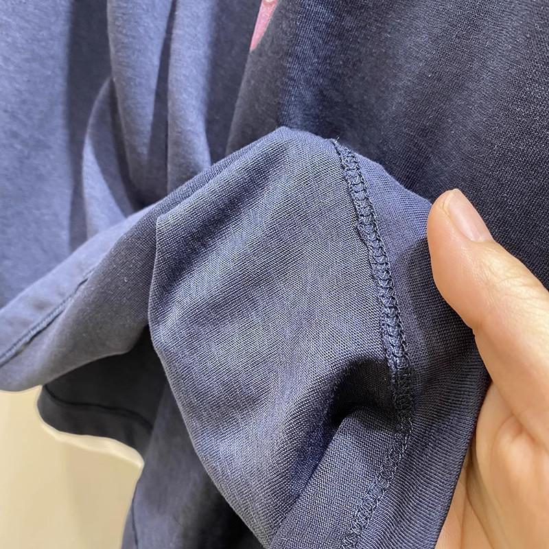 Camiseta de Algodão Feminina de Verão com Estampa de Coelho de Desenho Animado: Solto, Confortável, Manga Curta, Comprimento Médio