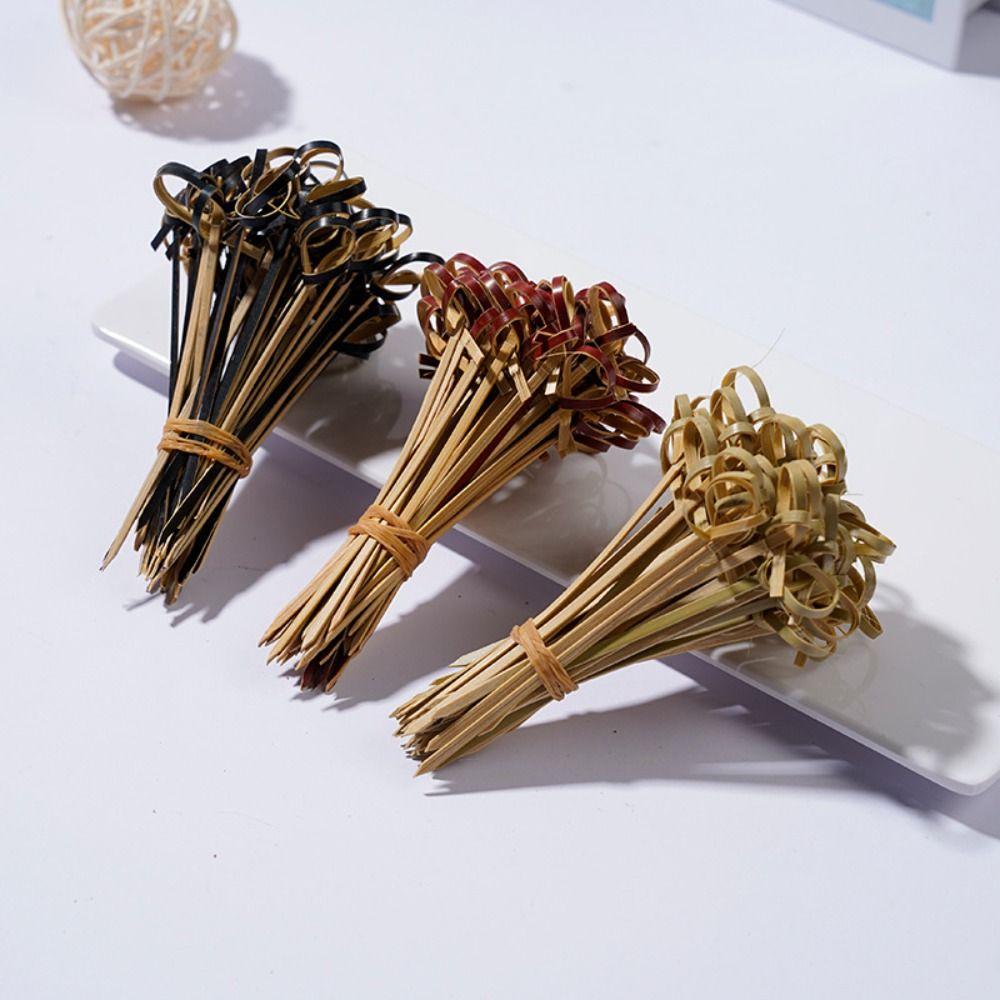 100pcs Looped Knot Cocktail Bamboo Skewers 9/12/15cm Bamboo Knot Skewers Fancy Toothpicks  Drinks