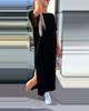 Women's Solid-Color Short-Sleeve Round-Neck Split-Hem Dress for Summer and Fall