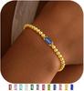 Zierliches Geburtsstein-Armband - Elastische 18K Goldplattierte Edelstahl-Perlenarmbänder Freundschafts-Geburtstags-Schmuck Geschenke für Frauen