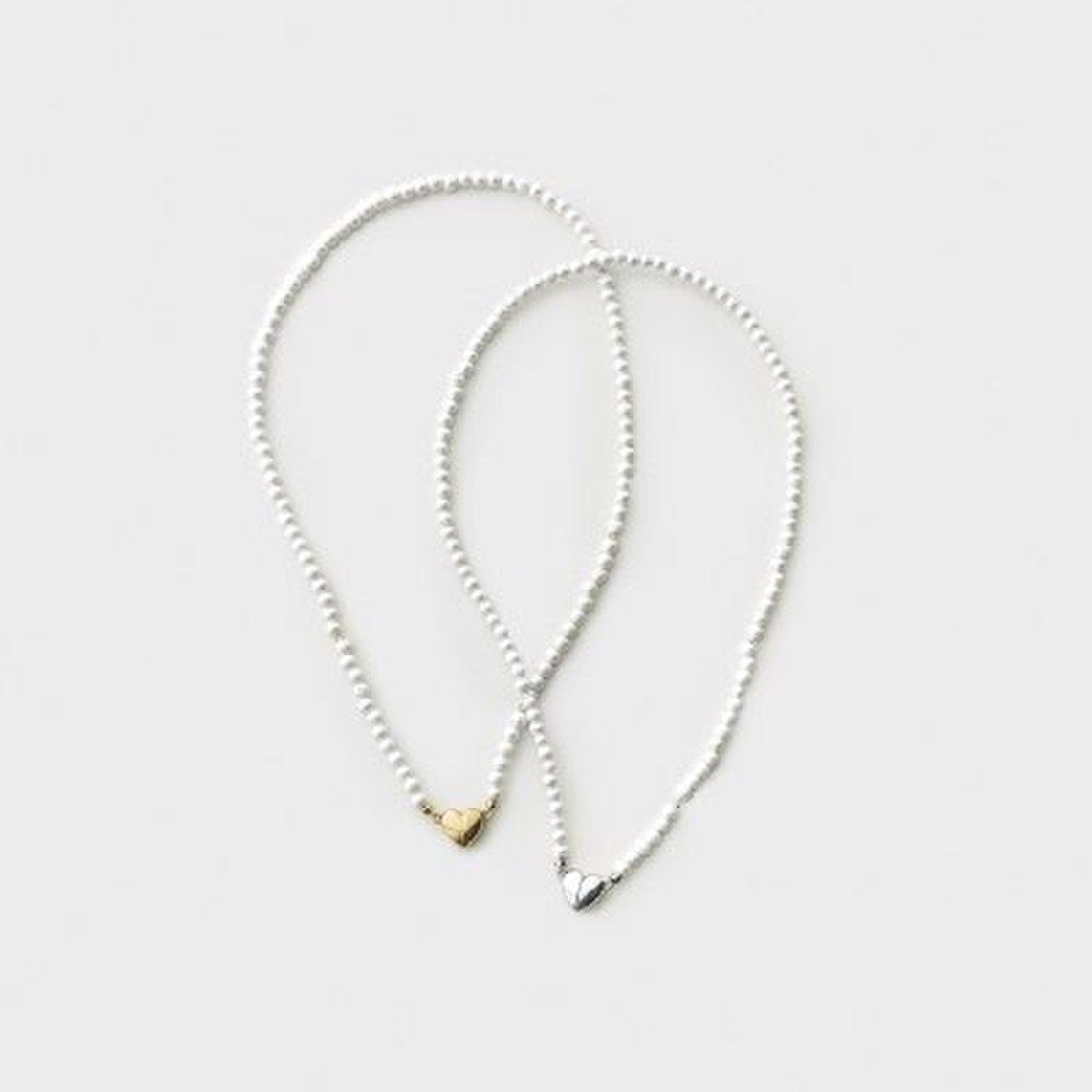 Heart Magnet Cotton Pearl Necklace (2Colors)