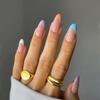 French-style Armor-wearing Rainbow Manicure Color-blocking Fake Nails Fake Nails