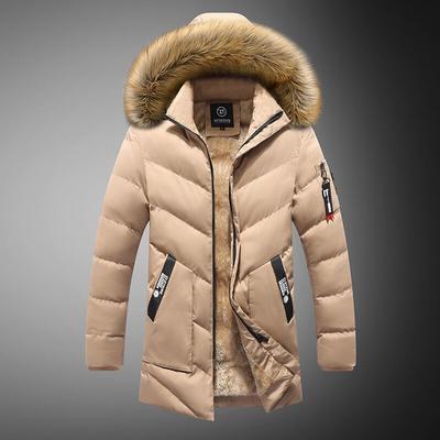 Erkek Kışlık Sıcak Kalın Kapüşonlu Polar Parkalar Erkek Günlük Rüzgar Geçirmez Kürk Yakalı Ceket Kaban Erkek Moda Pamuk Dolgulu Parka Palto