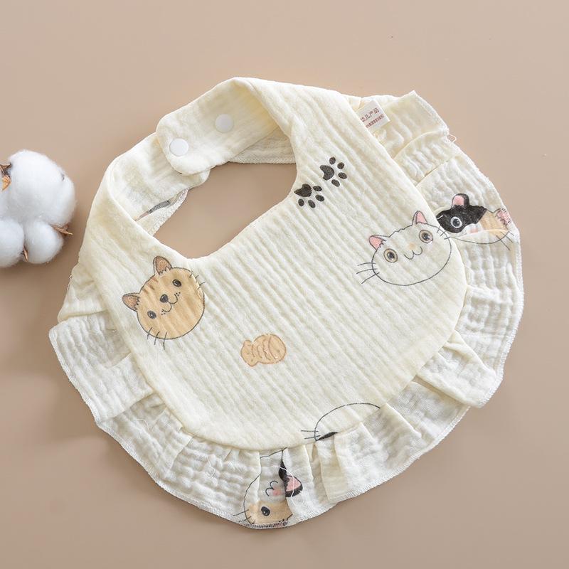 Korean Style Baby Bib: 6-Layer Pure Cotton Gauze with Lace, Cute, Soft & Absorbent