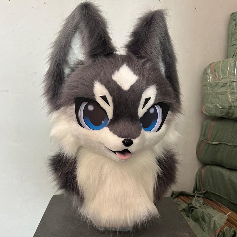 In Stock Fursuit Testa Economica Testa Animale Costume Gatto Testa Pelosa Kemono Cane Carino Testa Costume Gioco di Ruolo