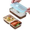 Stainless Steel Small Snack Containers Leak Proof Food Storage Containers Double Compartment Fruit Snack Box for Home Kitchen