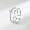 2026 Double Diamond Cross Ring Women's Trend Fashion Cold Wind Open Index Finger Ring