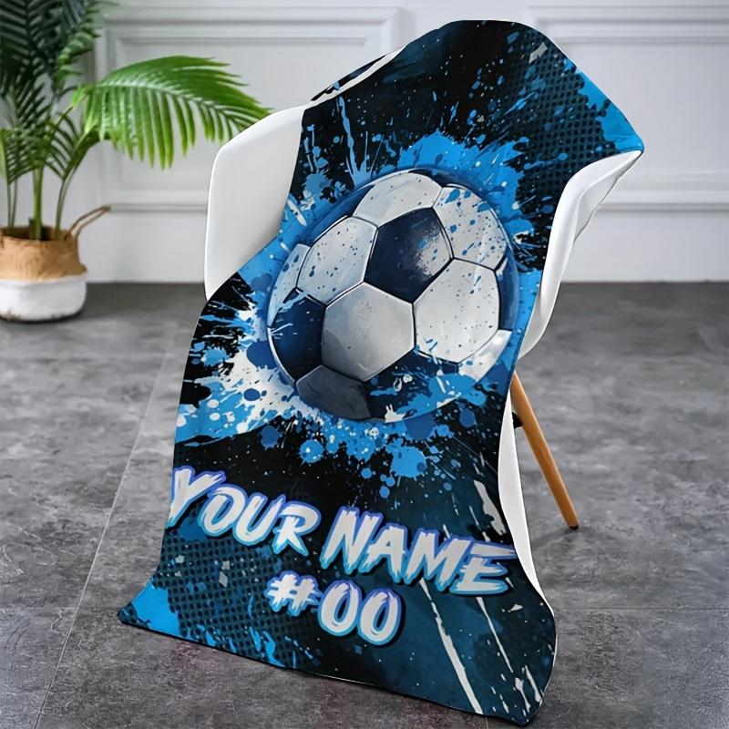 Custom Soccer Ball Beach Towel Personalized Name Print Soft Quick-Dry Large Bath Towel for Sports Fans Kids Gift