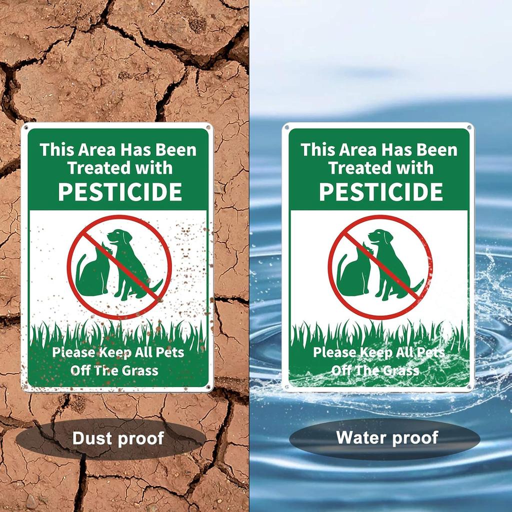 GLOBLELAND This Area Has Been Treated with Please Keep All Pets Off The Grass Sign, 10x12 Inches 35 Mil Aluminum Grass Yard Sign, UV Protected and