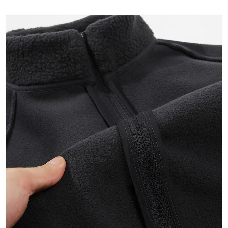 2026 Autumn And Winter New Polar Fleece Jacket Plus Velvet Thickened Solid Color Stand-up Collar Sweater Cardigan Jacket For Men