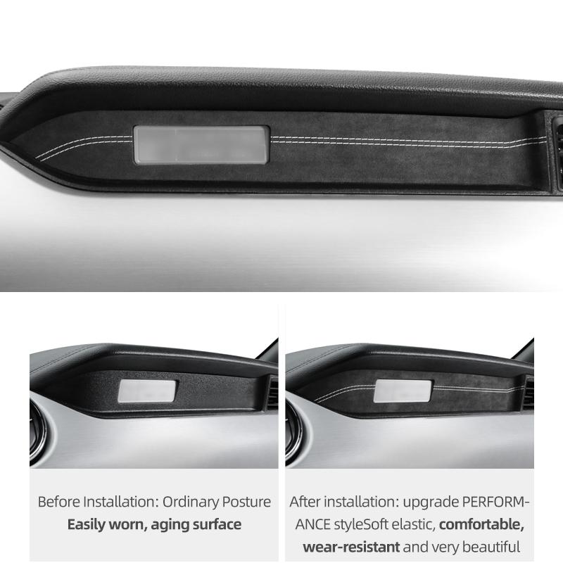 Für Ford Mustang 2015-2023 Hergestellt aus Alcantara Auto-Innenraum Armaturenbrett Verkleidungsleisten Instrumentenaufkleber Tuning-Zubehör
