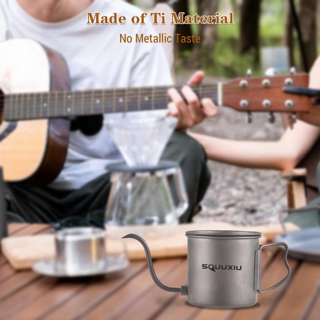 400ml Pour Over Kettle Gooseneck Coffee Kettle Ti Folding Handle Water Kettle with Lid