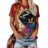 Cat and Butterfly T-shirt for Women, Summer New 3D Stereoscopic Ink Print, Loose and Slimming Short-sleeve Designer Top