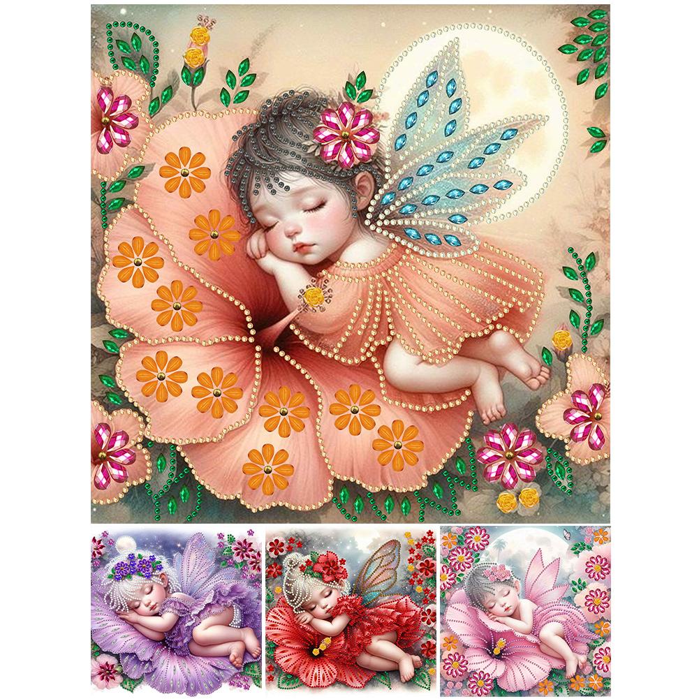 5D DIY Partial Special Shaped Drill Diamond Painting Kit Flower Fairy Decoration