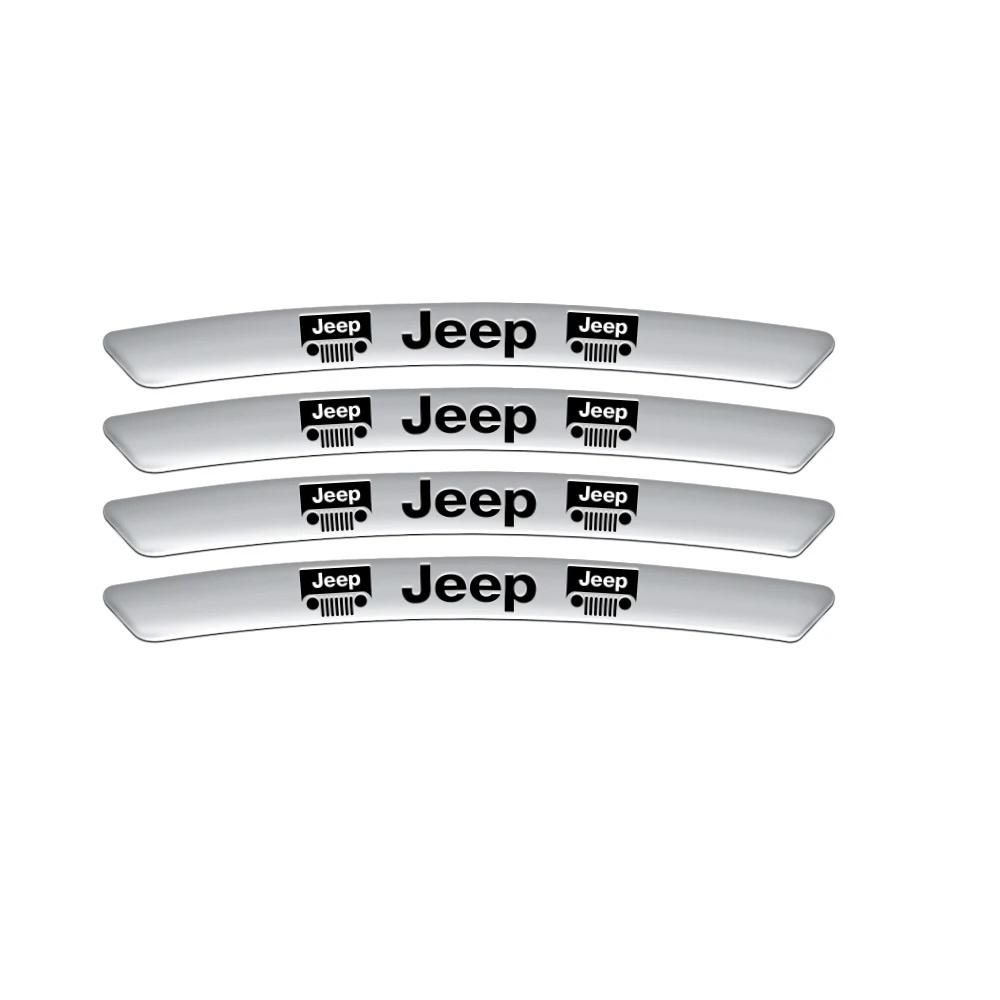 4PCS Custom Fit Car Wheel Hub Aluminum Alloy Decal for Jeep Renegade Wrangler JK JL Grand Cherokee Compass Patriot Rim Sticker ALU1