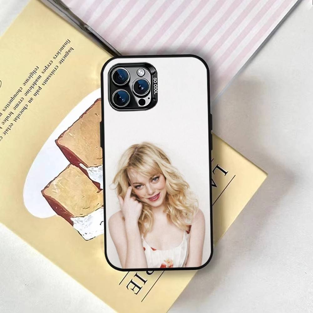 Emma Stone Phone Case For iPhone 17,16,15,14,13,12,11 Plus,Pro Max,XS,Colored Silver Plated Inside Cover