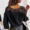 Crochet Embroidery Lace Blouses Women Autumn Sexy Lace Stitching White Shirts Vintage Plus Size Ladies Tops Blusas 12459