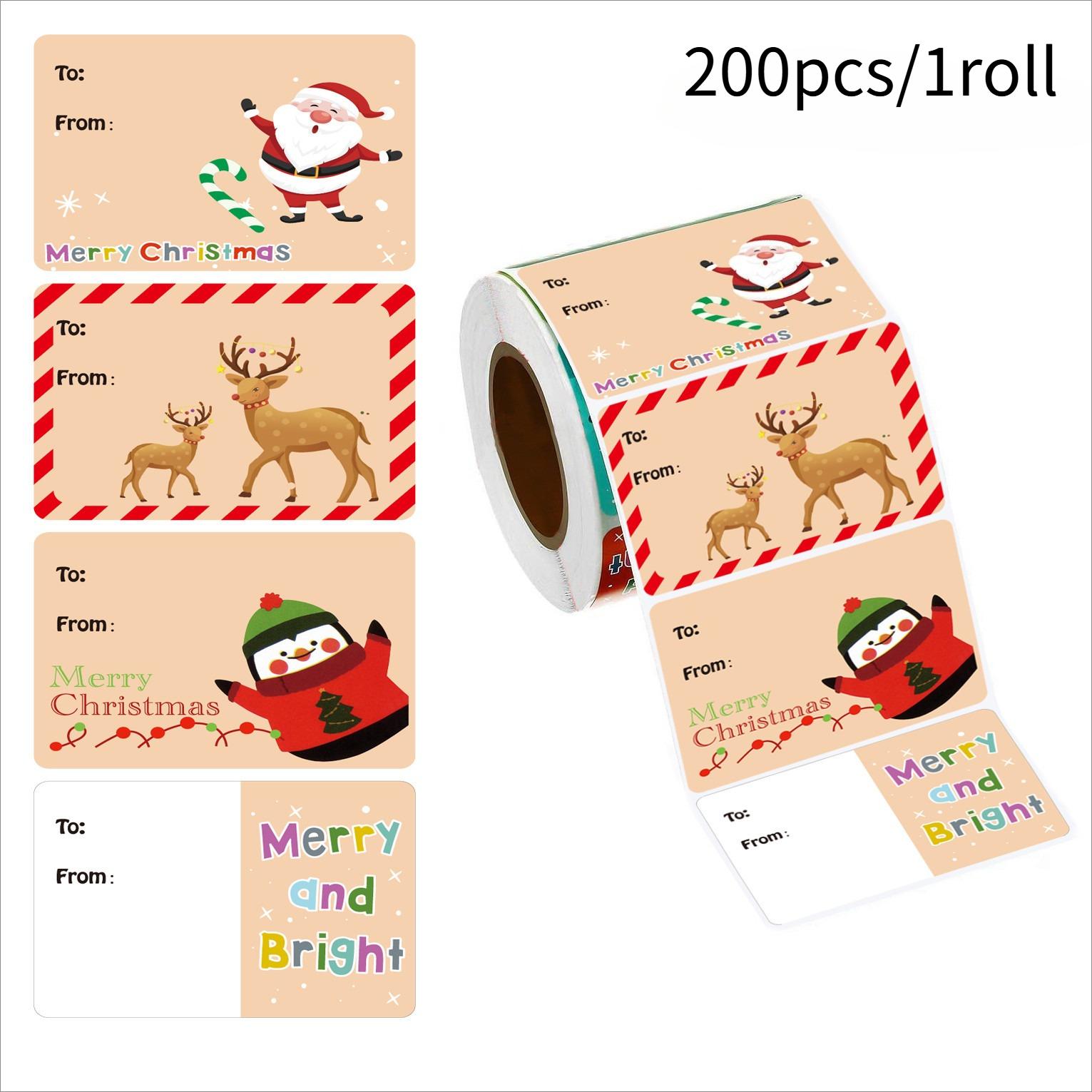 

200/500 шт. Рождественские подарочные бирки - Самоклеящиеся бирки для письма с Сантой, Оленем, текстом Merry Christmas - Праздничные украшения one size fits all