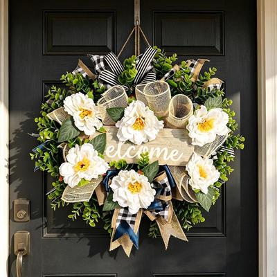 Wreaths for Front Door Artificial Flowers Ornament Housewarming Wreath Farmhouse Decor Porch