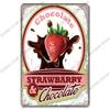 Chocolate Girl Poster Vintage Metal Plate Cartoon Ice Cream Strawbarry Metal Tin Signs Wall Decor Dessert House Bakery Kids Room