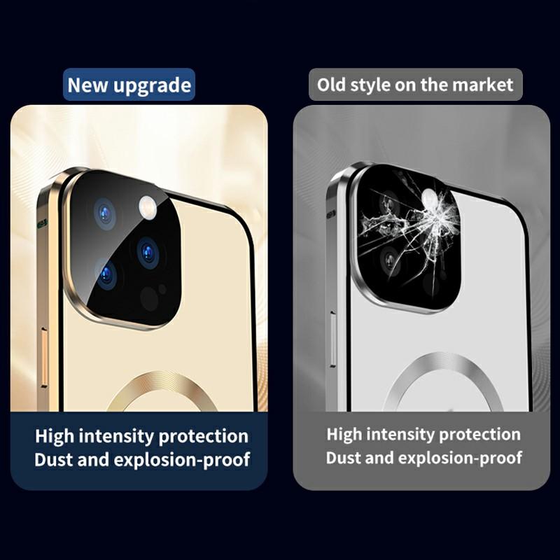 Magnetic Case for iPhone 14 Pro Compatible with MagSafe Double Sided Clear Tempered Glass Phone Cover