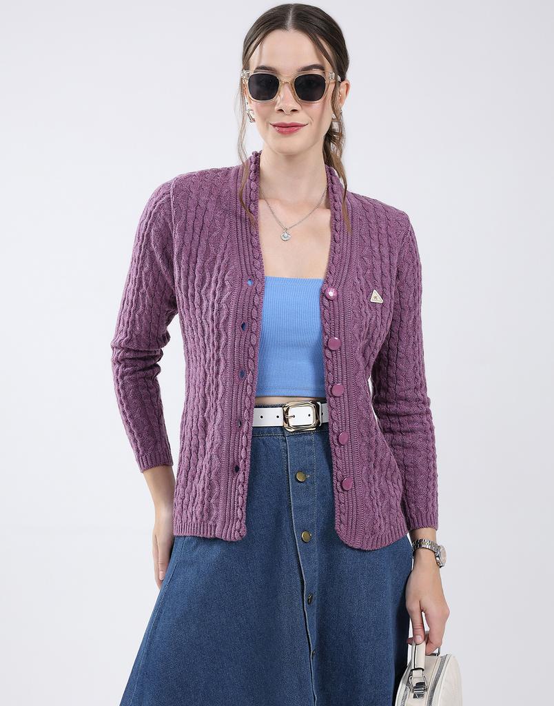 MONTE CARLO Women's V Neck Full Sleeve Cardigan