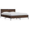 Brown Oak Effect Bed Frame 135 x 190 cm Wood Based Panel & Metal