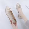  Zapatos De Mujer Women Fashion Pointed Toe Black Leather Spring Slip On Anti Skid Wedge Heel Shoes for Office Ab487