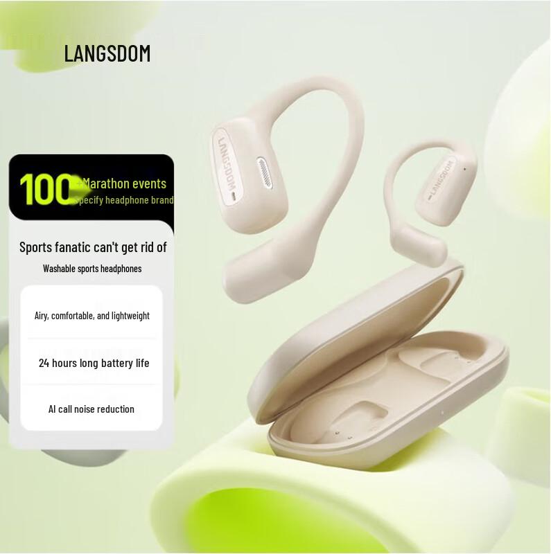 Langsdom AirFit TS15 Open-Ear Bone Conduction Bluetooth Sports Headphones