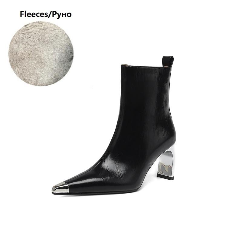 Fashion NEW Autumn Women Boots Pointed Toe High Heel Shoes Split Leather for Shoes Women Elegant Modern Boots Daily Shoes Zipper Boots