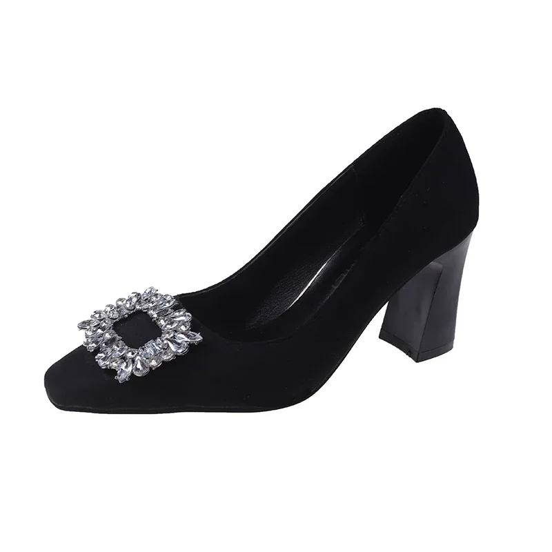 French High Heels for Women 2024 Versatile Women's Shoes Hot Selling Spring New Design Comfortable Rhinestone Decorated Shoes