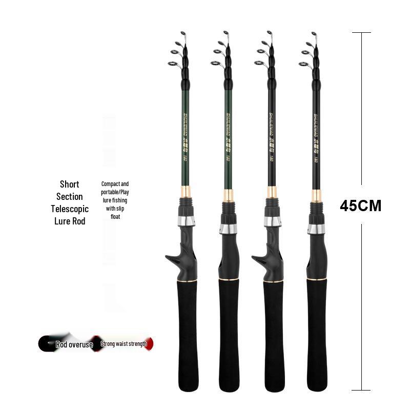 Carbon Ultra-Short Telescopic Lure Fishing Rod with Pistol Grip - Long Casting Spinning Rod