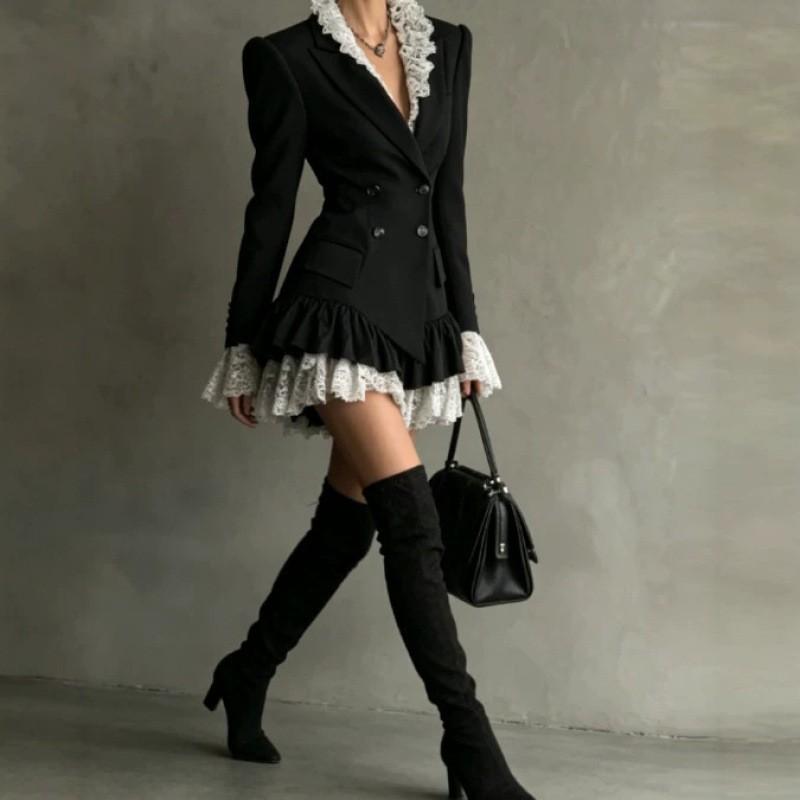 Temperament Commuter Long Sleeve Dress Color Block A-Line Mid-Length Women 2026