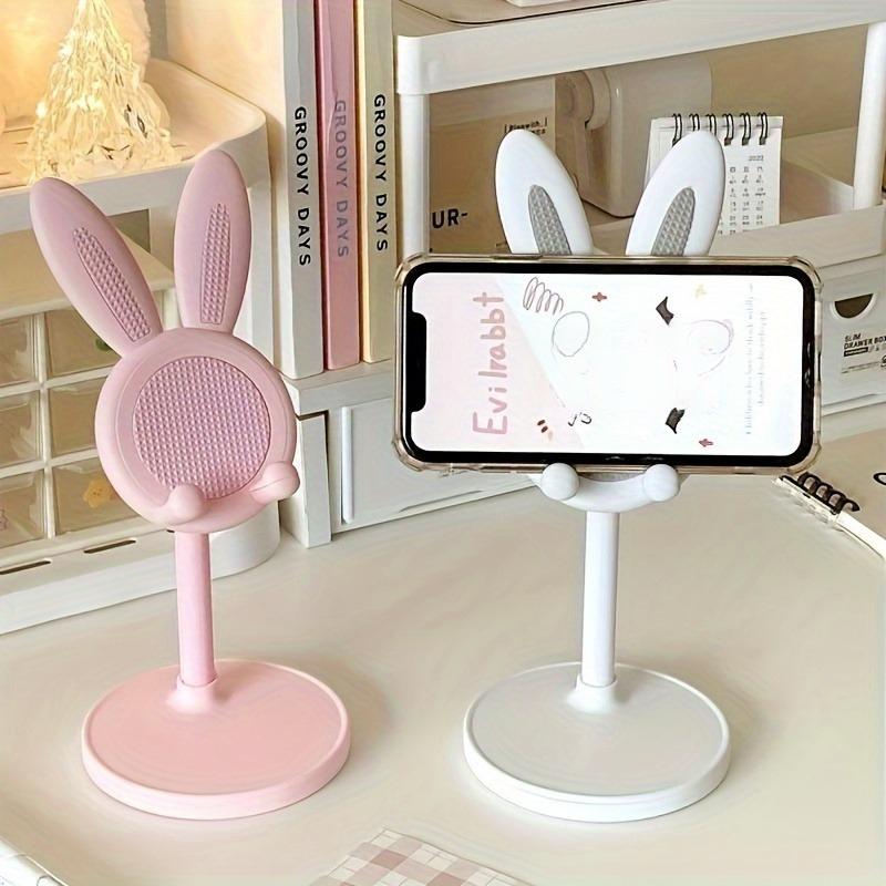 Flexible Adjustable Cartoon Rabbit Phone & Tablet Stand with Telescopic Desktop Holder, ABS Material, for Home & Office Use