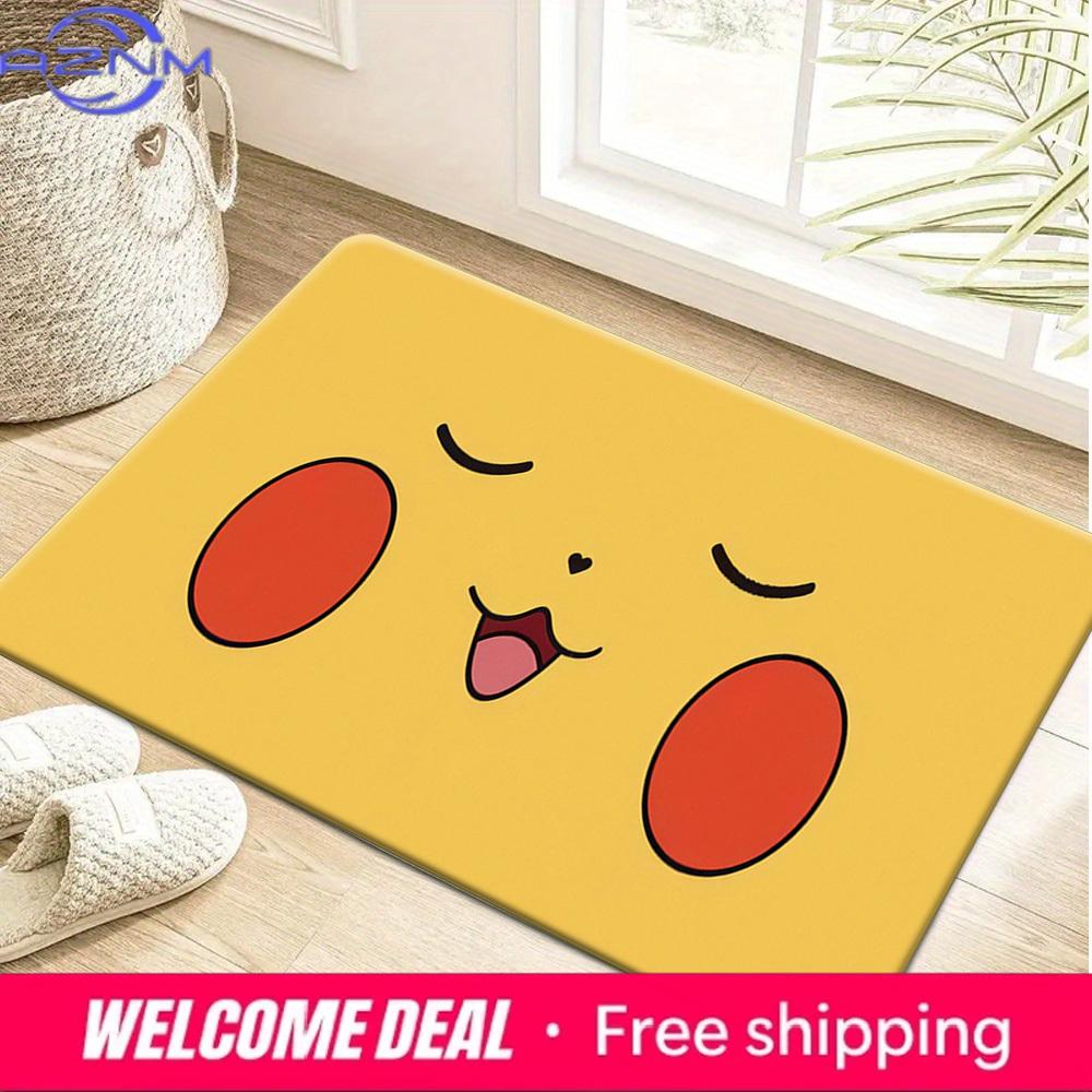 Pokemon Pikachu Cute Face Print Non-slip Doormat, Soft Absorbent Floor Rug for Home Decor 40cm x 60cm
