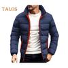 Men Coat Stand Collar Long Sleeve Full Zipper Closure Quilted Jacket Solid Color Thickened Loose Fit Puffer Coat with Side Pockets