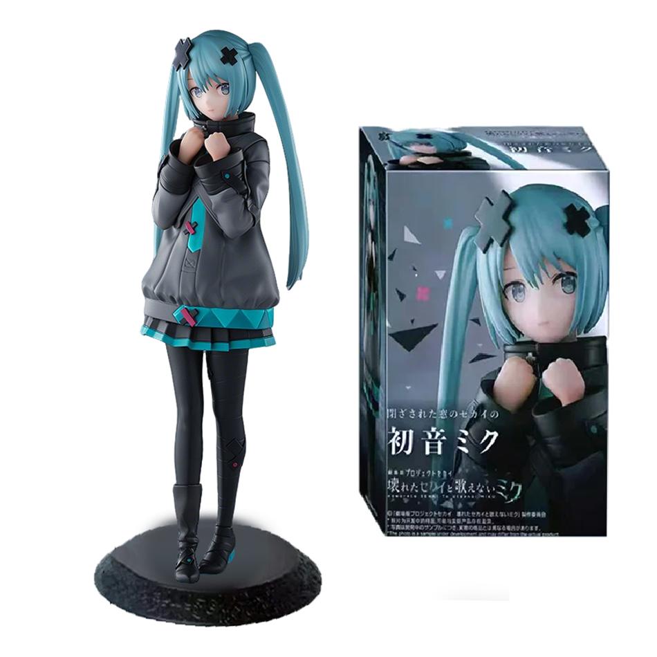 New Anime Hatsune Miku Handmade In A World With Closed Windows Collectible Anime Action PVC Model Animation Peripheral Ornaments